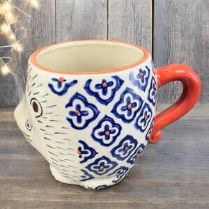 Yokohama Studio Hedgehog Porcupine Hand Painted Large Coffee Mug Cup Japan VTG